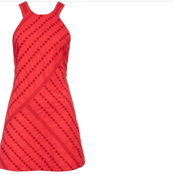 Free People! Juni Embroidered Backless Halter Mini Dress in Strawberry Spritz - Picture 9 of 9